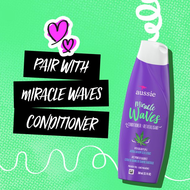 เเชมพู Aussie Miracle Waves Shampoo with Hemp Seed, Paraben Free, 26.2 oz ราคา 590 - บาท