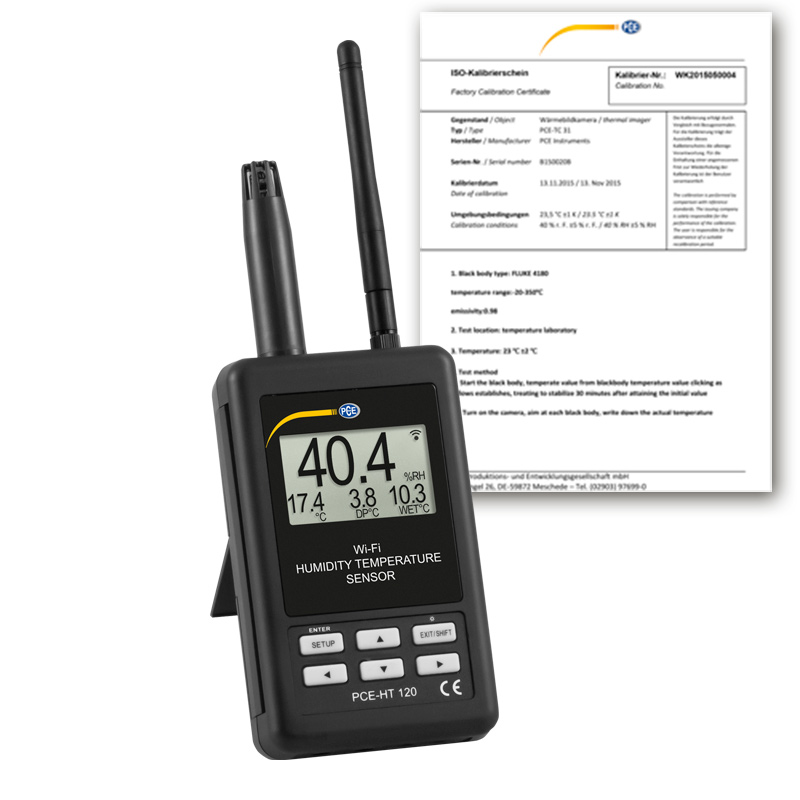PCE รุ่นHT-120-ICA Incl. ISO Calibration Certificateเครื่องวัดความชื้นในอากาศ Air Humidity Meter