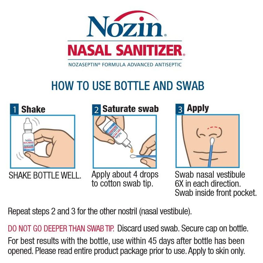 น้ำยาล้างจมูก Nozin® Nasal Sanitizer® Antiseptic 12mL Bottle | Kills 99.99% of Germs