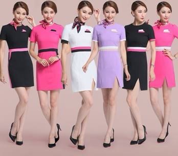S6102005 ชุดพนักงานนวดสปา ชุดพนักงานเสริมสวย ชุดทำงาน ชุดสูท แขนยาว ชมพูสด ขาว ดำ ม่วง S M L XXL 3XL S6102005 ชุด