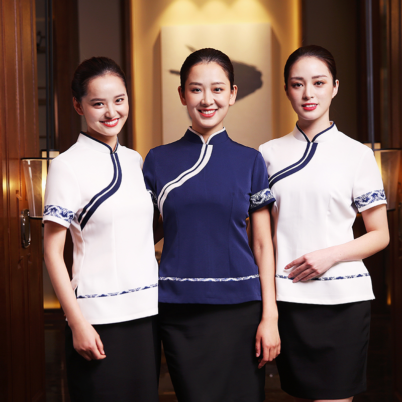 F6205014 เสื้อพนักงานต้อนรับ เสื้อพนักงานเสริฟ เสื้อพนักงานโรงแรม เสื้อพนักงานร้านอาหาร สีภาพ S-2XL F6205014 เสื้อตัวเดียว