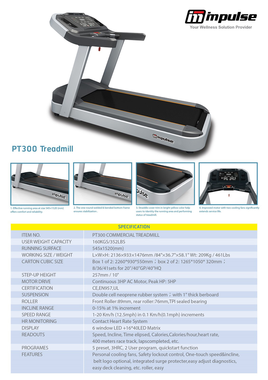 ลู่วิ่งไฟฟ้า Impulse PT300