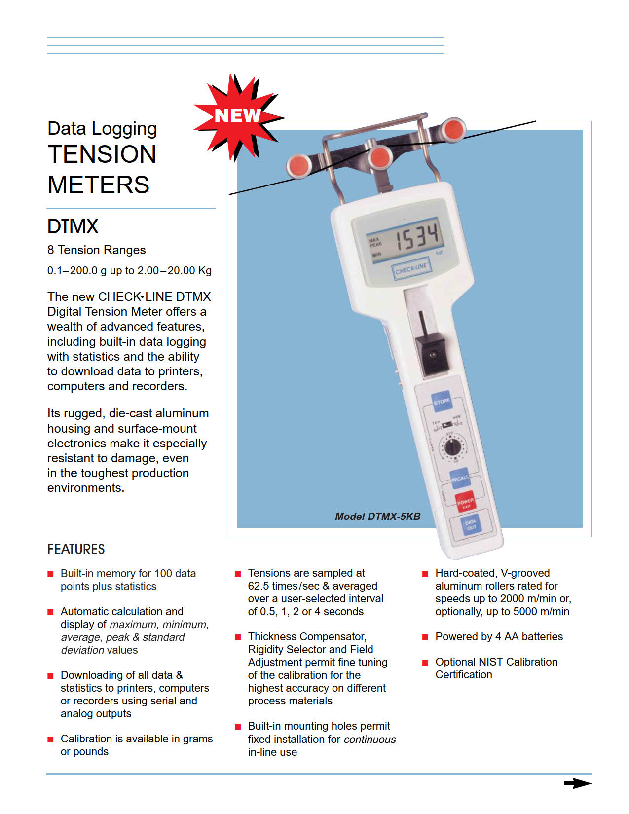 Nidec Shimpo รหัส DTMX-20C เครื่องวัดความตึงสลิงและเส้นลวดมีช่องต่อสัญาญออกเอ้าท์พุท(with output)Digital Hand Held Tension MetersDTMX-20C Max.Load 20Kg.