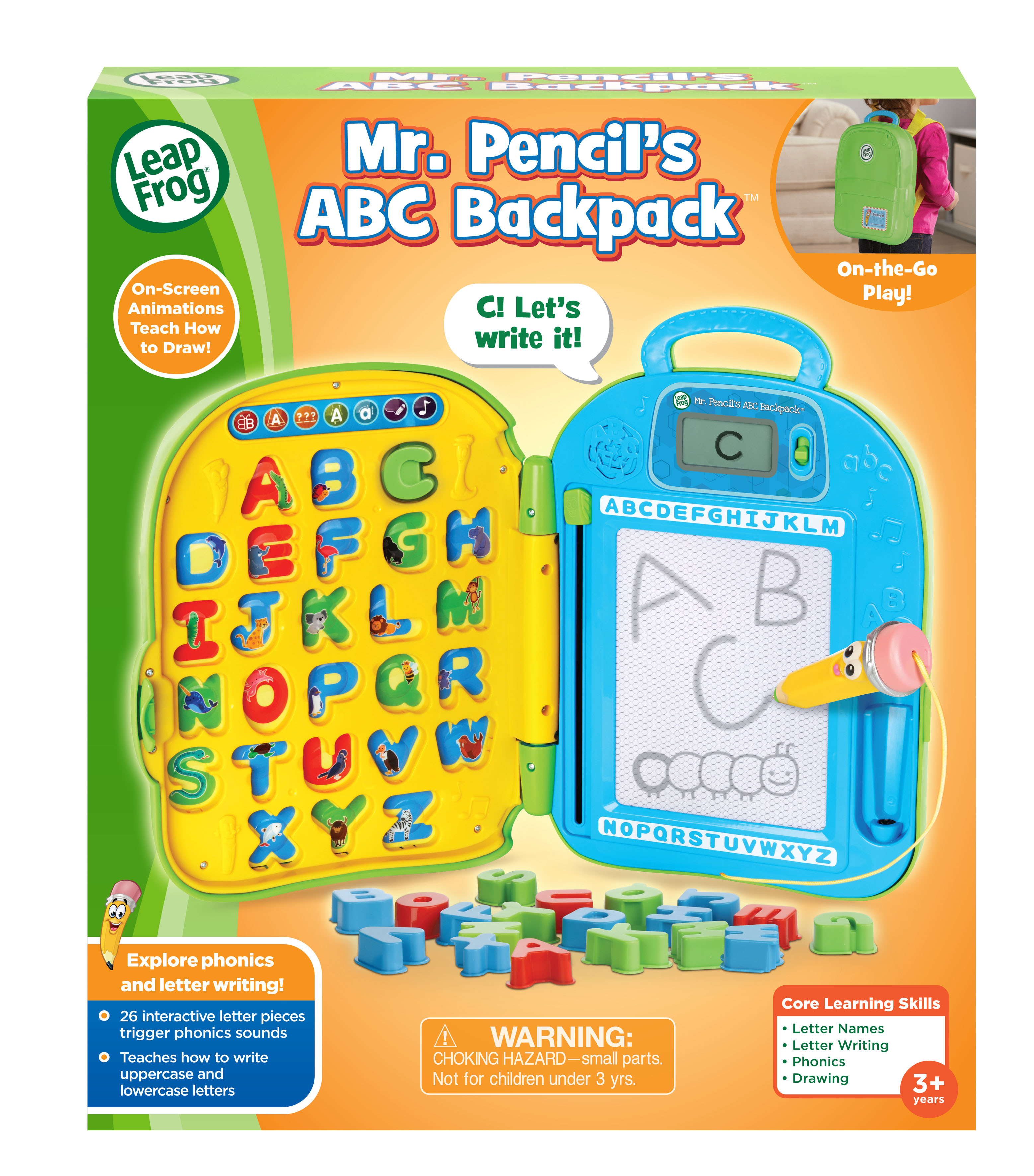 กระเป๋าเป้สอนหนังสือมหัศจรรย์ LeapFrog, Mr. Pencil's ABC Backpack, Preschool Learning Toy, Phonics Toy ลิขสิทธิ์แท้
