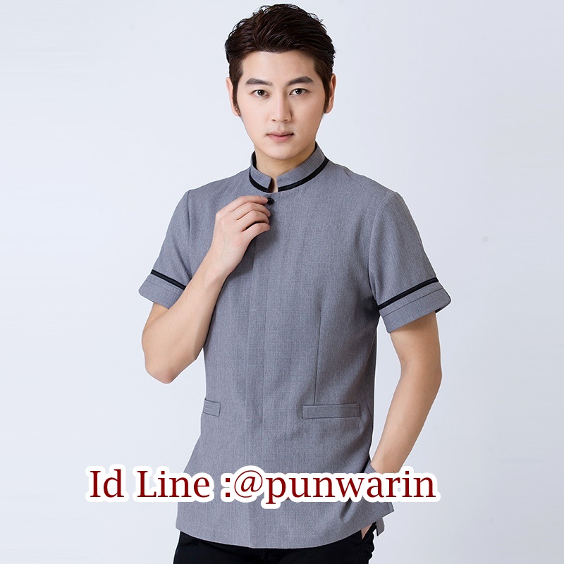 เสื้อพนักงานทำความสะอาด เสื้อแม่บ้านเสื้อแม่บ้านโรงแรมรีสอร์ท เทา น้ำตาล L-4XL D6011004 เสื้อ