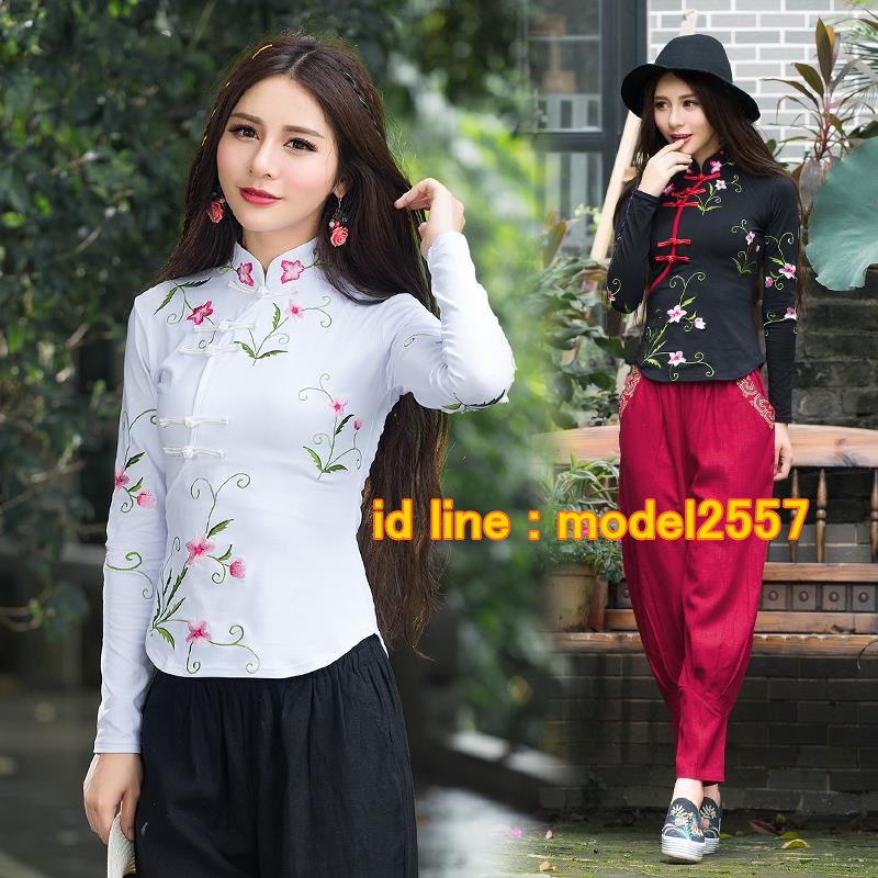 UM6102021 เสื้อยืดแขนยาวโมฮีเมียน เย็บปักถักร้อยชาติพันธุ์ UM6102021 ตัว
