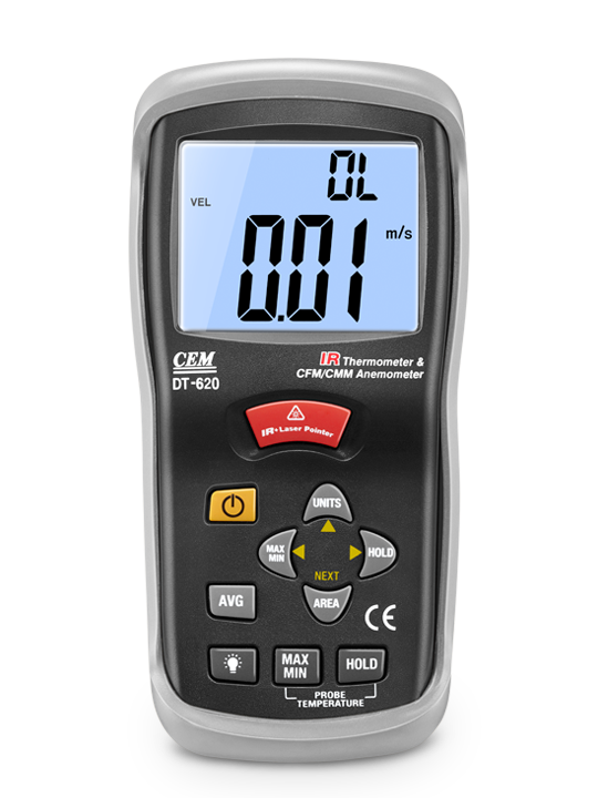 CEM รุ่นDT-618เครื่องวัดความเร็วลมและเทอร์โมมิเตอร์,Thermo-Anemometer with Built-in Non-contact IR Thermometer