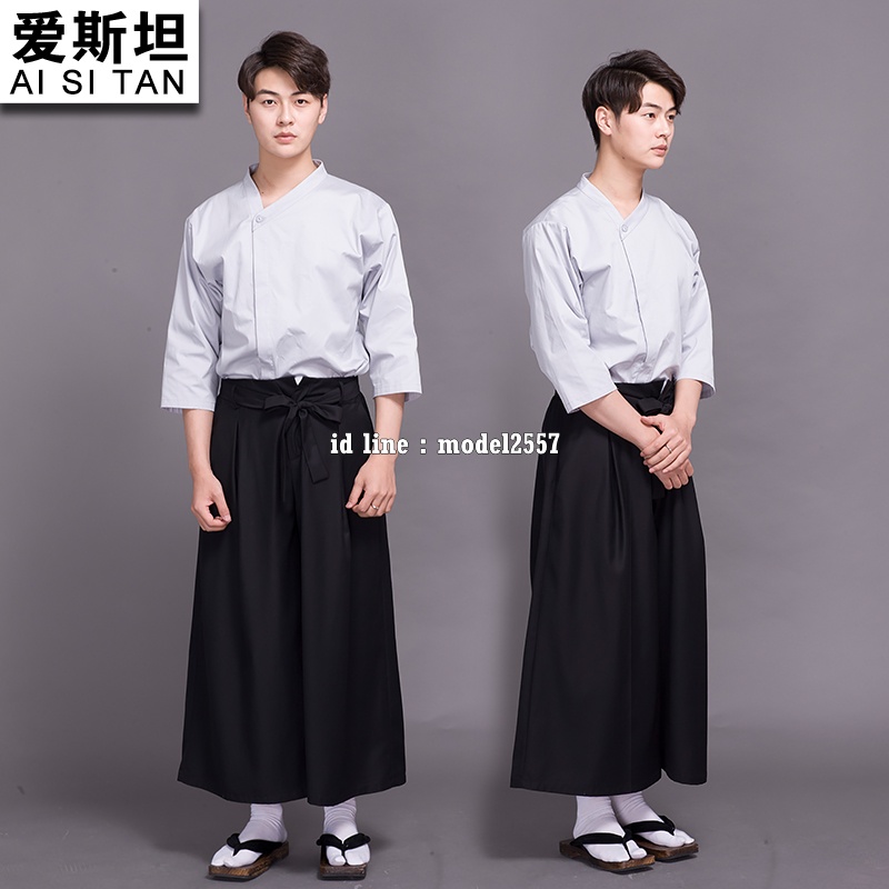 G6109010 ชุดซูชิกิโมโนสไตร์ญี่ปุ่นเสริฟ สำหรับห้องอาหารญี่ปุ่นเกาหลีจีน เสื้อเชฟ พ่อครัว บริกร สีภาพ M XL G6109010 ตัว