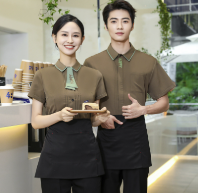 เสื้อฟอร์มพนักงานร้านอาหารกาแฟโรงแรม แขนสั้น เขียว ชมพู เทา เขียวขี้ม้า L-3ช4XL 6705015 เสื้อ ** ขั้นต่ำ 2 ตัว