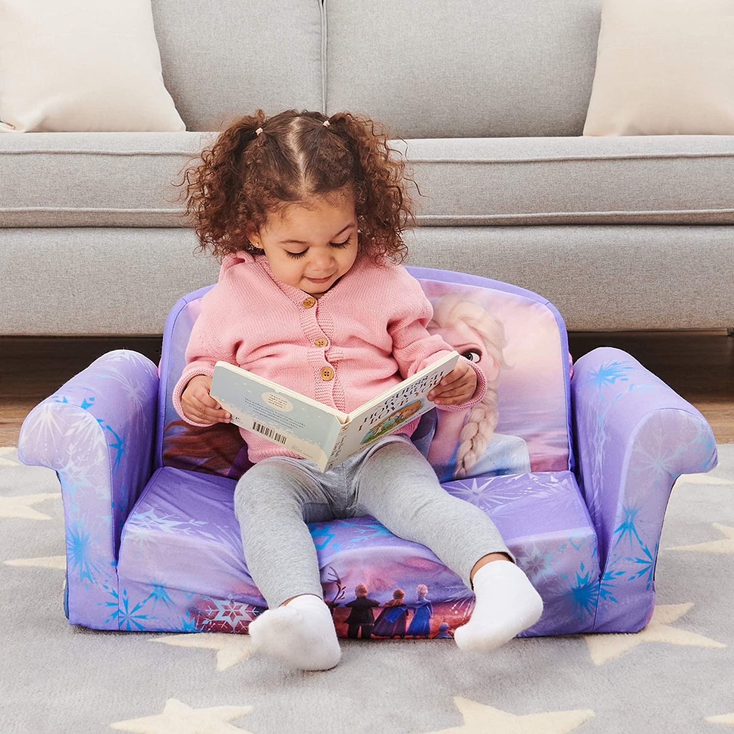 โซฟาเบ้ด ลายโฟรเซ่น 2 สามารถปรับเป็นที่นอนได้ Marshmallow Furniture, Children's 2-in-1 Flip Open Foam Compressed Sofa