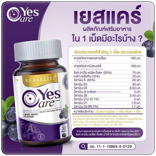 เยสแคร์ บำรุงสายตา ยุ้ยจีรนันท์ Realelixi Yes Care