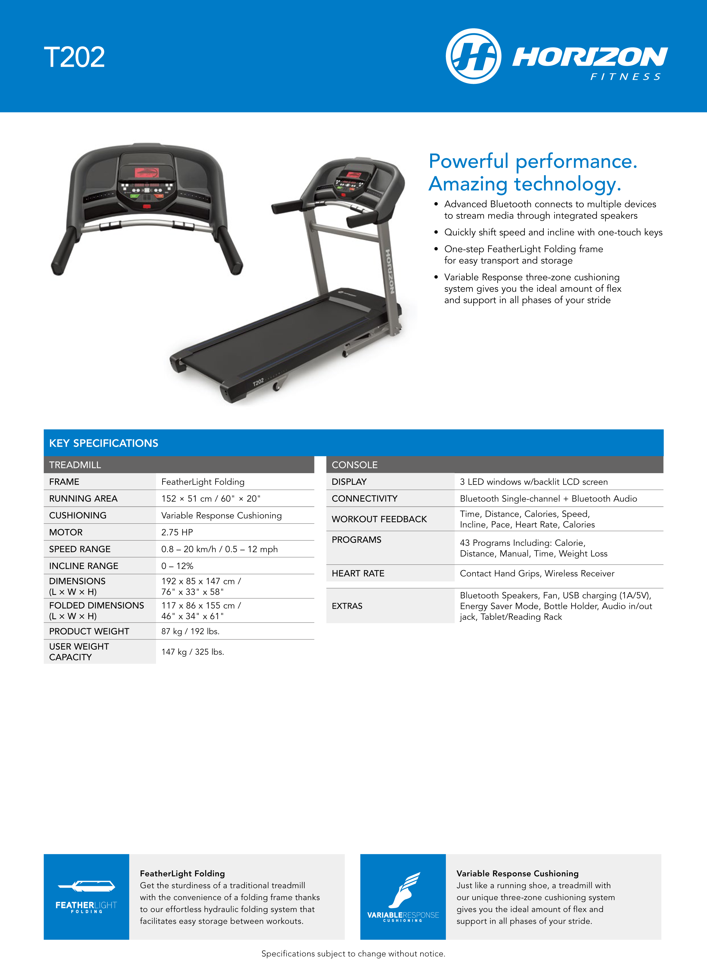 ลู่วิ่งไฟฟ้า Horizon T202 (มีส่วนลดพิเศษอีกติดต่อ) ประกัน 10 ปี