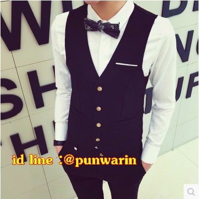 ชุดพนักงานไนท์คลับ,Night wear,Tooling Bar Waiter,ชุดพนักงานบาร์,ชุดพนักงานโรงหนัง,ชุดพนักงานโรงละคร คาซิโน สีภาพ M-3XL N6211001 เสื้อกั๊กตัวเดียว
