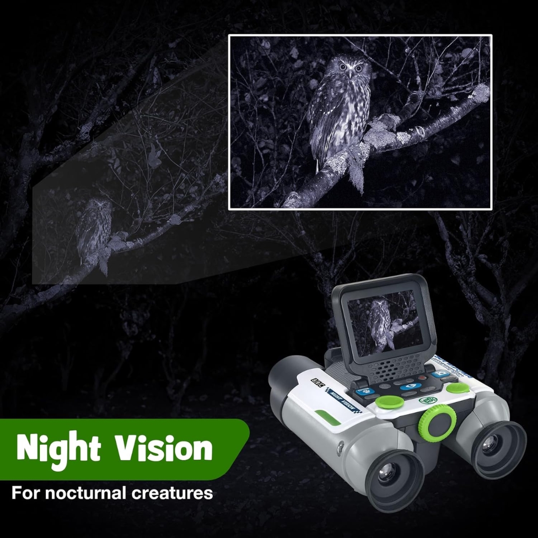 นำเข้า 🇺🇸 🔭 จับภาพสัตว์ป่าในความมืด🦉🌕 LeapFrog Binoculars มาพร้อมฟังก์ชัน Night Vision ให้ลูกคุณถ่ายรูปการค้นพบสุดว้าวได้ทั้งกลางวันและกลางคืน 🌞🦜 ราคา 3,290 บาท ไม่รวมค่าส่ง