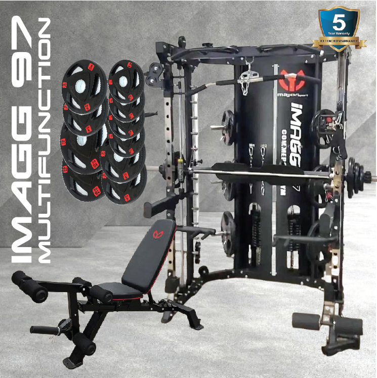 Smith Machine IMAGG 97 + ม้านั่ง819A + แผ่นน้ำหนัก50kg, สมิทแมชชีน