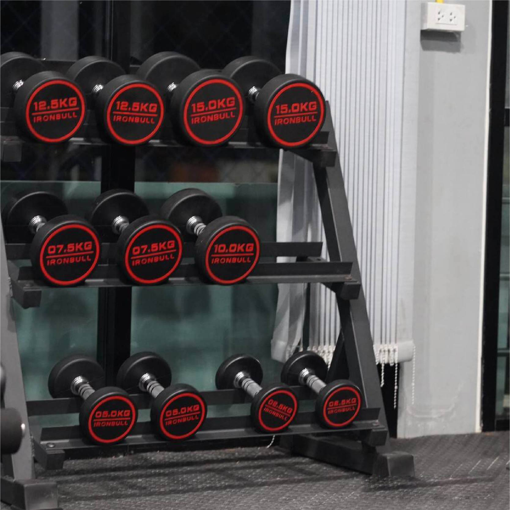 ดัมเบลยางพร้อมชั้นวาง 10 คู่ Commercial 2.5-25kg