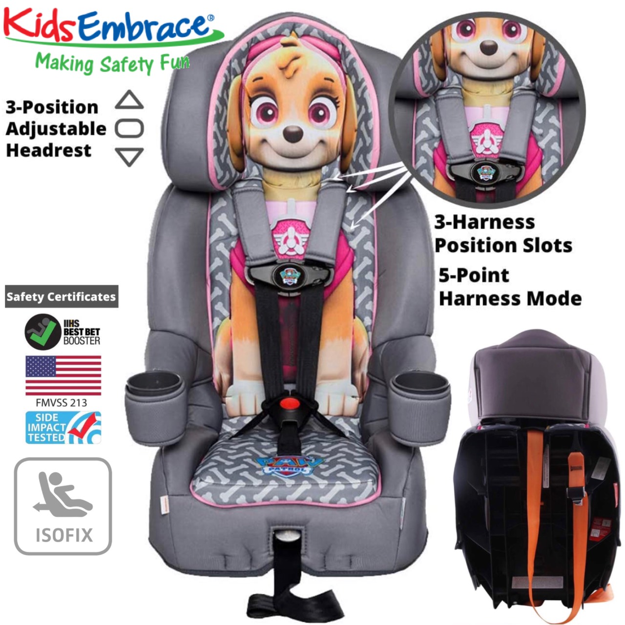 คาร์ซีทสำหรับเด็กโต พาวเพทโทร สกาย ใช้ได้ตั้งแต่ 2 ขวบถึง 8 ขวบ KidsEmbrace Nickelodeon Paw Patrol Skye Combination Harness Booster Car Seat ราคา 14,500บาท