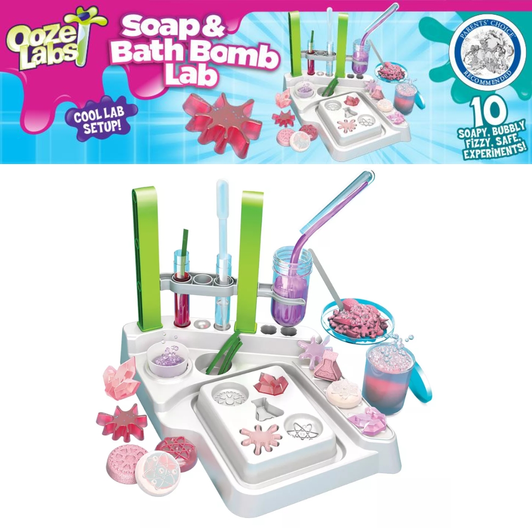 นำเข้า 🇺🇸 🧪🛁 Thames & Kosmos Ooze Labs Soap & Bath Bomb Lab ชุดทดลอง STEM ที่ให้ลูกของคุณ ทำสบู่ใส และ ระเบิดอ่างน้ำฟู่ซ่า ได้ด้วยตัวเอง