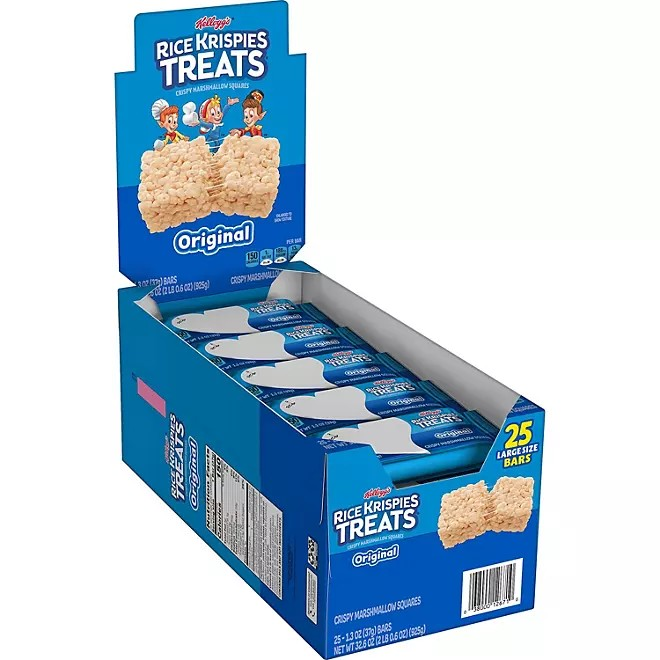 ขนมอร่อยนำเข้า🇺🇸 25ชิ้นข้าวพองกรอบผสมมาร์ชเมลโล่ Kellogg's Rice Krispies Treats (1.3 oz., 25 ct.) บรรจุ 25 ชิ้น