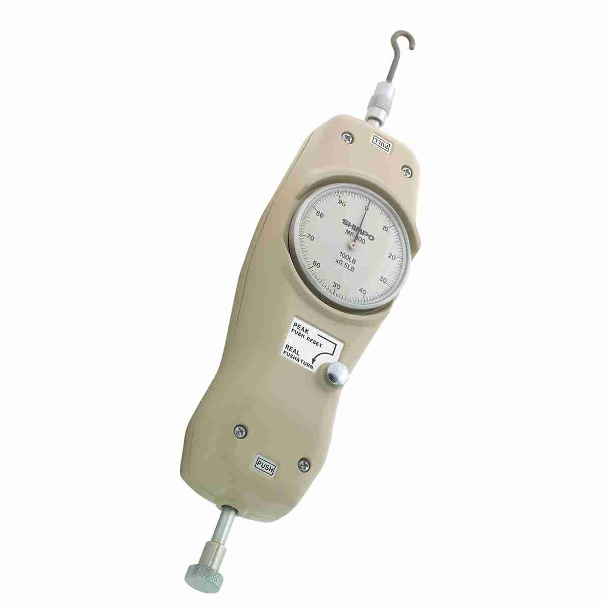 Shimpo รุ่นMF-200Nเครื่องทดสอบแรงดึงแรงกดแบบสเกลเข็มAnalog Force Gauges 200N 20.39kg, ±0.2%/R.C.(Stroke:10mm)