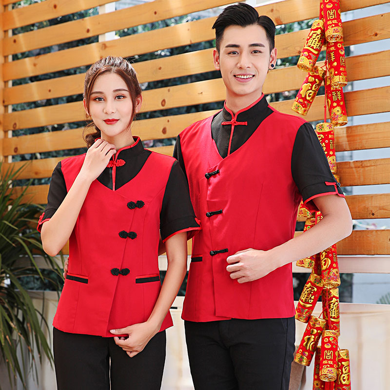 F6203002 เสื้อพนักงานต้อนรับ เสื้อพนักงานเสริฟ เสื้อพนักงานโรงแรม เสื้อพนักงานร้านอาหาร สีภาพ L-3XL F6203002 เสื้อ+ ผ้ากันเปื้อน