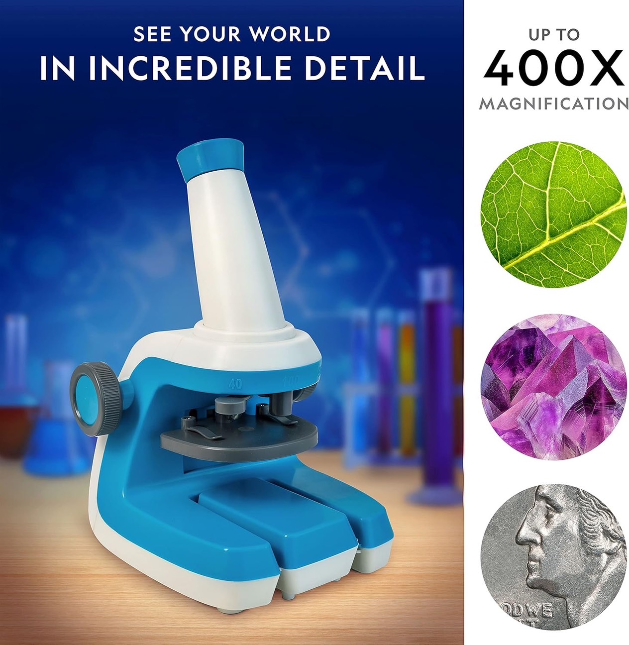 NEW 🔥นำเข้า🇺🇸 🔬NATIONAL GEOGRAPHIC Microscope for Kids - กล้องจุลทรรศน์สำหรับเด็กที่ใช้งานง่าย ซูมได้สูงสุด 400 เท่า ราคา 3,590 บาท 🌿🪨