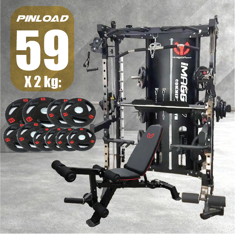 Smith Machine IMAGG 97 + ม้านั่ง819A + แผ่นน้ำหนัก50kg, สมิทแมชชีน