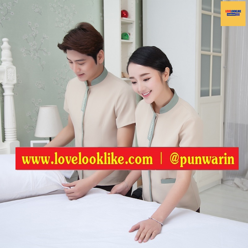 ชุดพนักงานทำความสะอาดแขนสั้นโรงแรม รีสอร์ทร้านอาหาร ฟ้า เขียว แดง L-4XL D6209005 ตัว