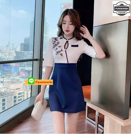 ชุดพนักงานนวดสปา ชุดพนักงานเสริมสวย ทำเล็บ สปาแช่เท้า สีภาพ S-3XL S6702001 ชุด
