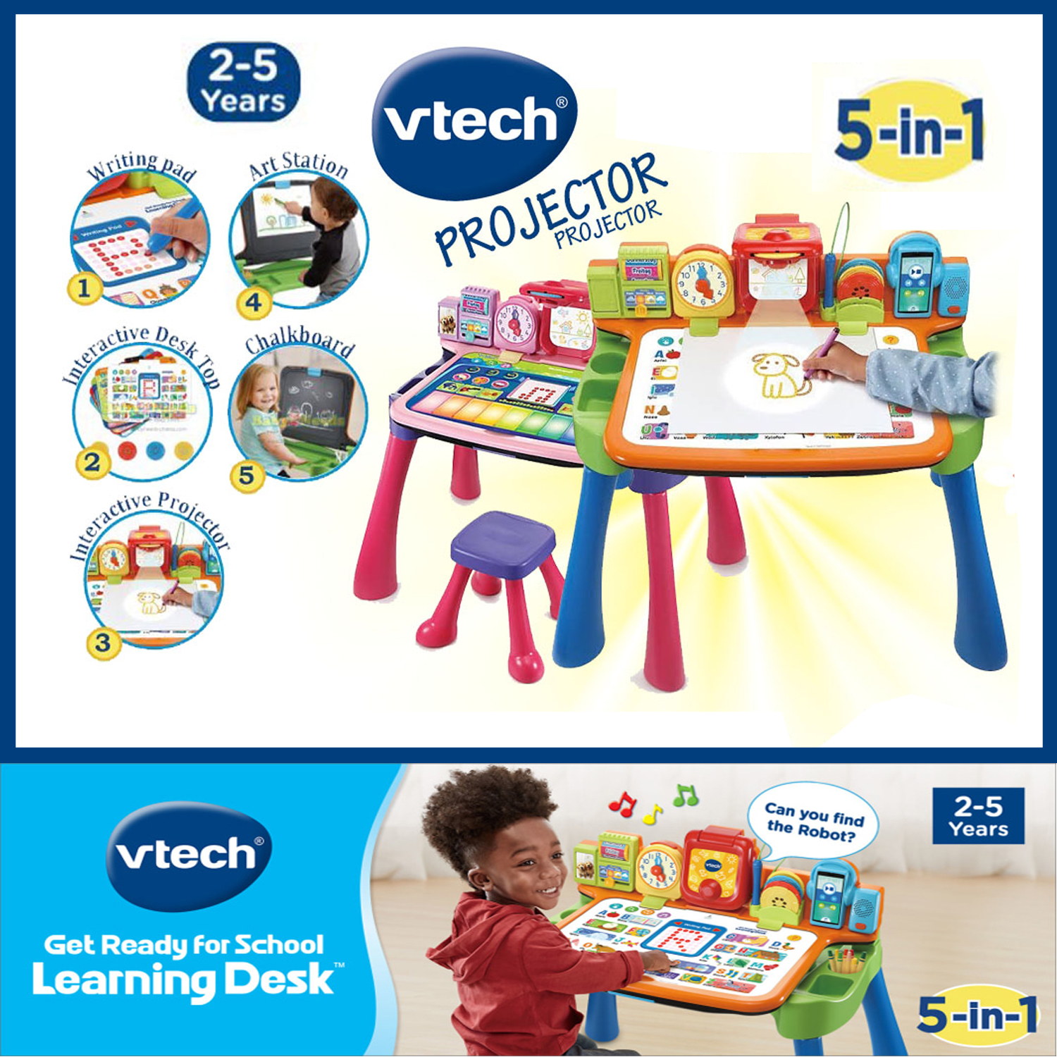ใหม่!⭐️ VTech Explore & Write Activity Desk Transforms into Easel & Chalkboard โต๊ะกิจกรรมเพื่อการเรียนรู้รอบด้าน 5in1