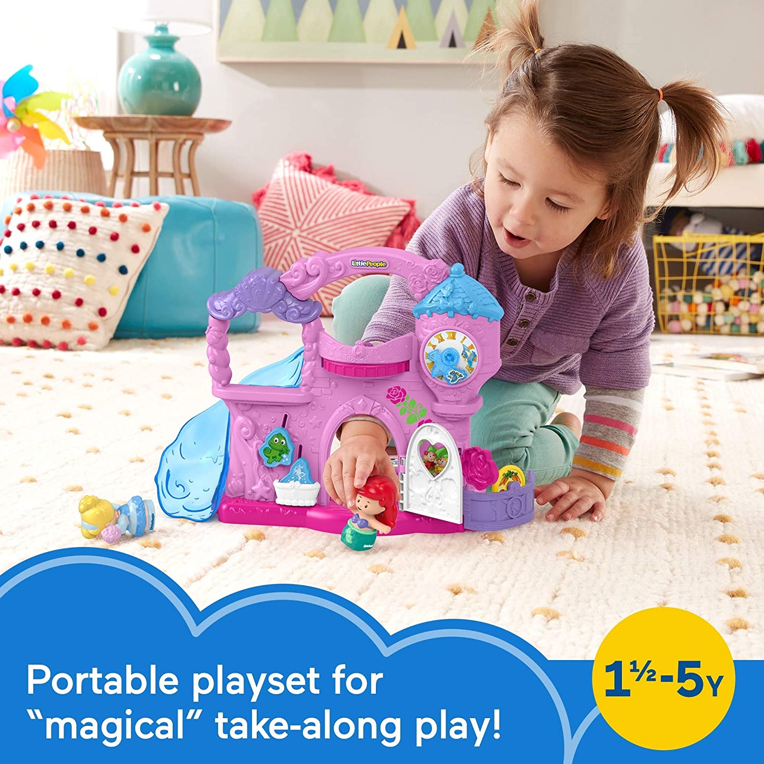 Fisher Price ปราสาท Disney Princess Play & Go แบบพกพาพร้อมฟิกเกอร์ตัวละครสำหรับเด็กเล็ก "ลิขสิทธิ์แท้" ราคา 1790 - บาท