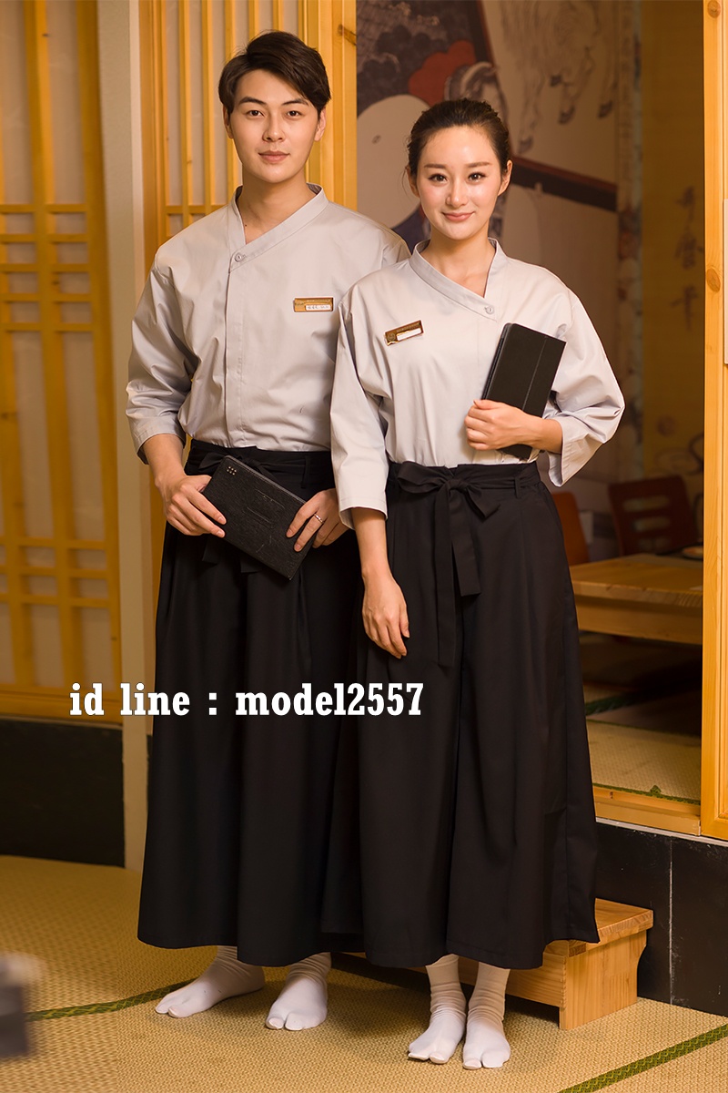 G6109010 ชุดซูชิกิโมโนสไตร์ญี่ปุ่นเสริฟ สำหรับห้องอาหารญี่ปุ่นเกาหลีจีน เสื้อเชฟ พ่อครัว บริกร สีภาพ M XL G6109010 ตัว