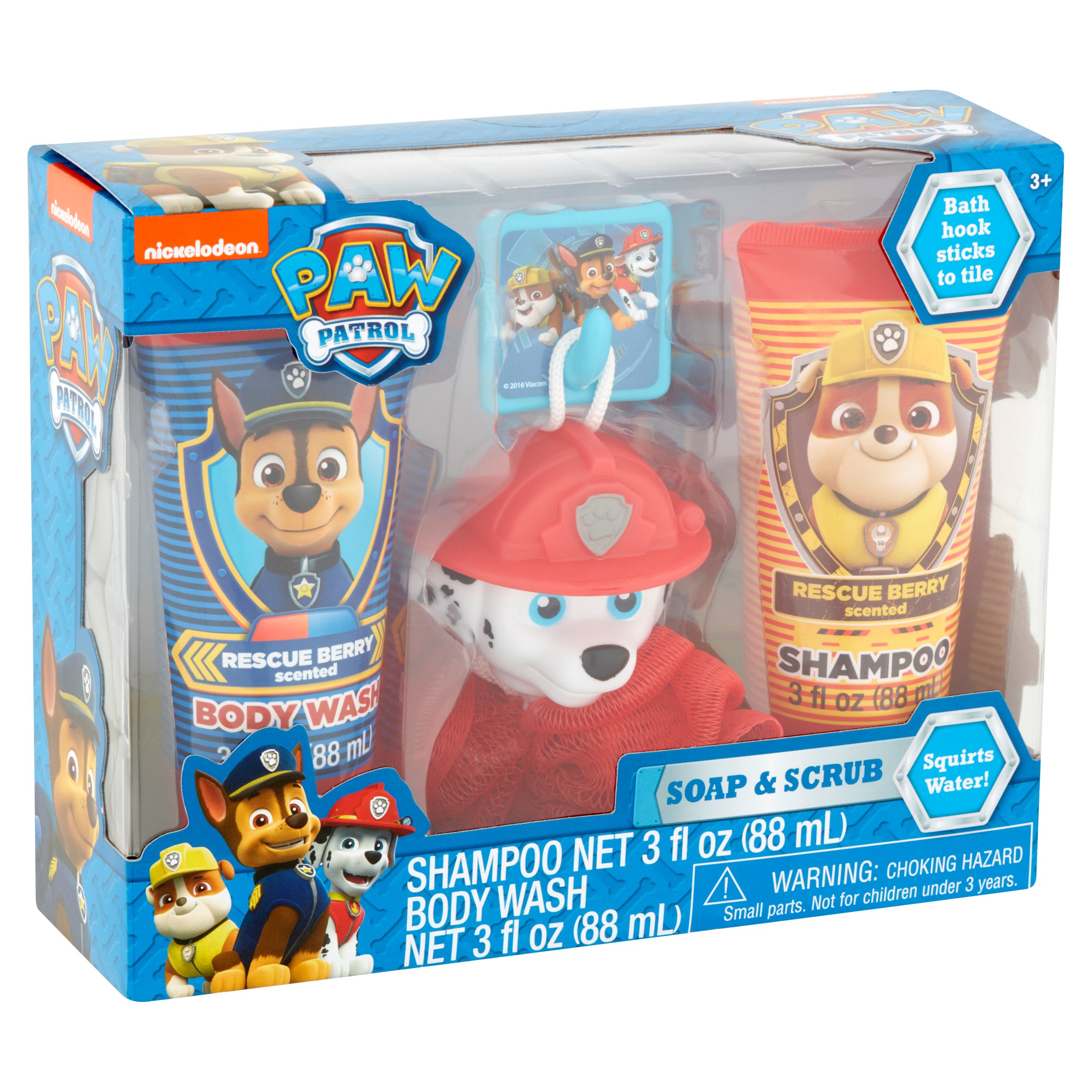 PAW Patrol Marshall 4-Piece Soap and Scrub Body Wash and Shampoo Set เซทอาบน้ำ พาว พาโทรล มาร์แชล (สบู่+แชมพู+ใยขัดตัว+ตะขอแขวน)