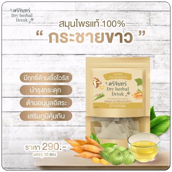 สมุนไพรกระชายขาว ศรีจันทร์ Dry Herbal Drink