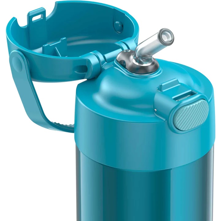 กระติกดูดน้ำแตนเลสหุ้มฉนวนสุญญากาศยี่ห้อ Thermos ของแท้ขนาด 12 ออนซ์ ลาย TEAL ราคา 990 - บาท