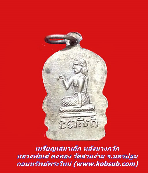 เหรียญเสมาเล็ก หลังนางกวัก เนื้อทองเหลือง หลวงพ่อเต๋ คงทอง วัดสามง่าม จ.นครปฐม