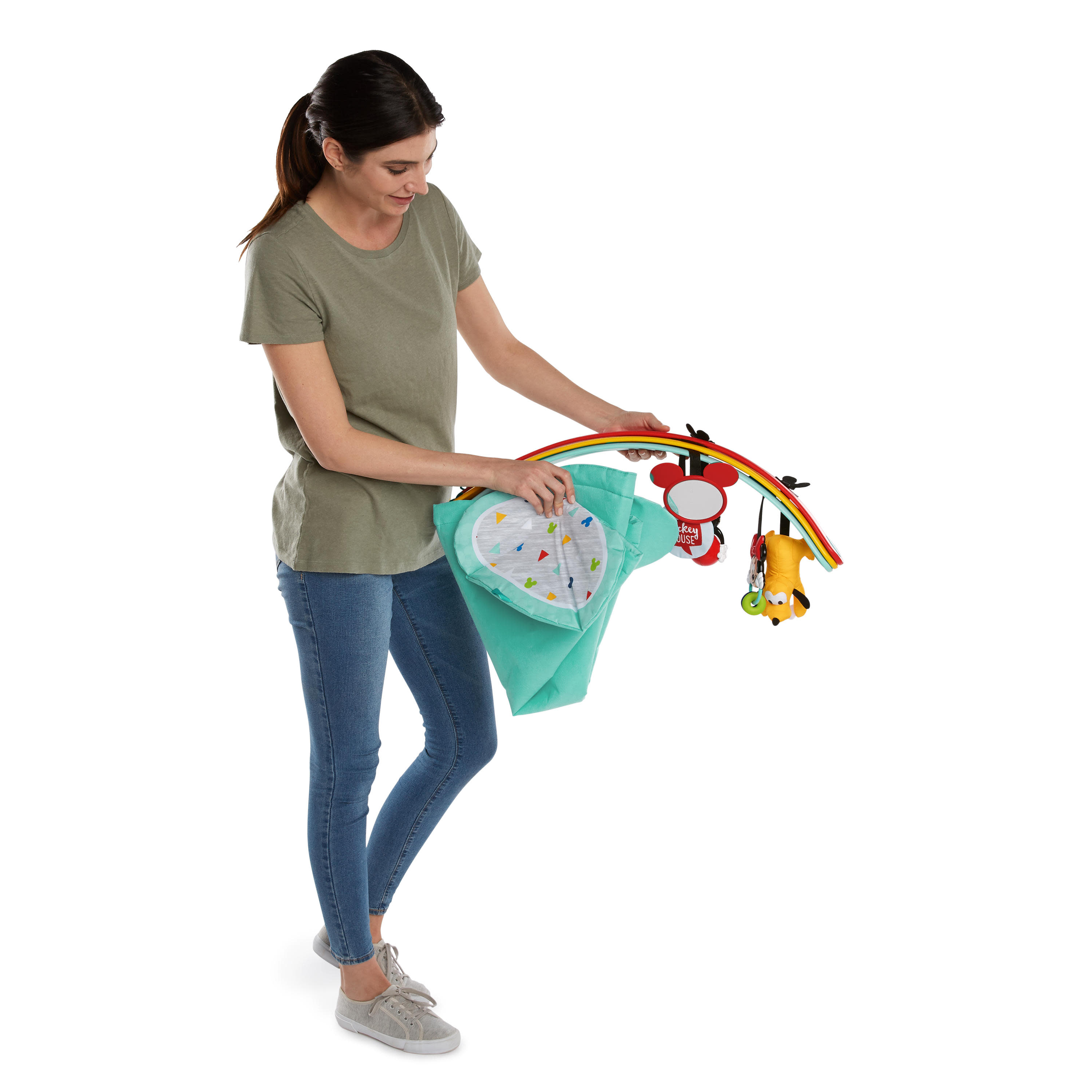 เพลยิม เพลแมท ลาย มิกกี้เม้าส์ จาก Bright Starts Bright Starts Disney Baby Mickey Mouse Easy Store Activity Gym and Playmat, Ages Newborn +