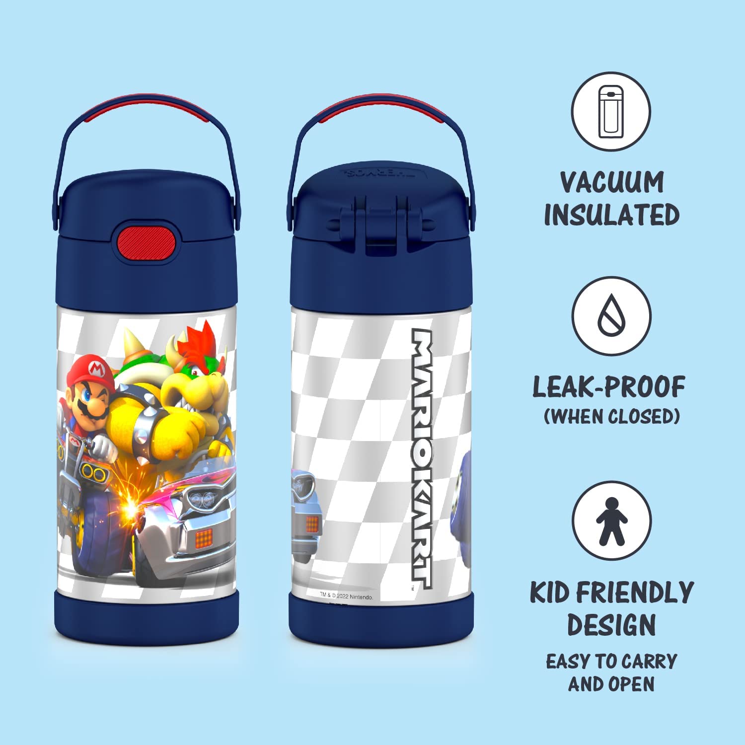 THERMOS FUNTAINER 12 Ounce Stainless Steel Vacuum Insulated Kids Straw Bottle, Super Mario Brothers ราคา 990 - บาท