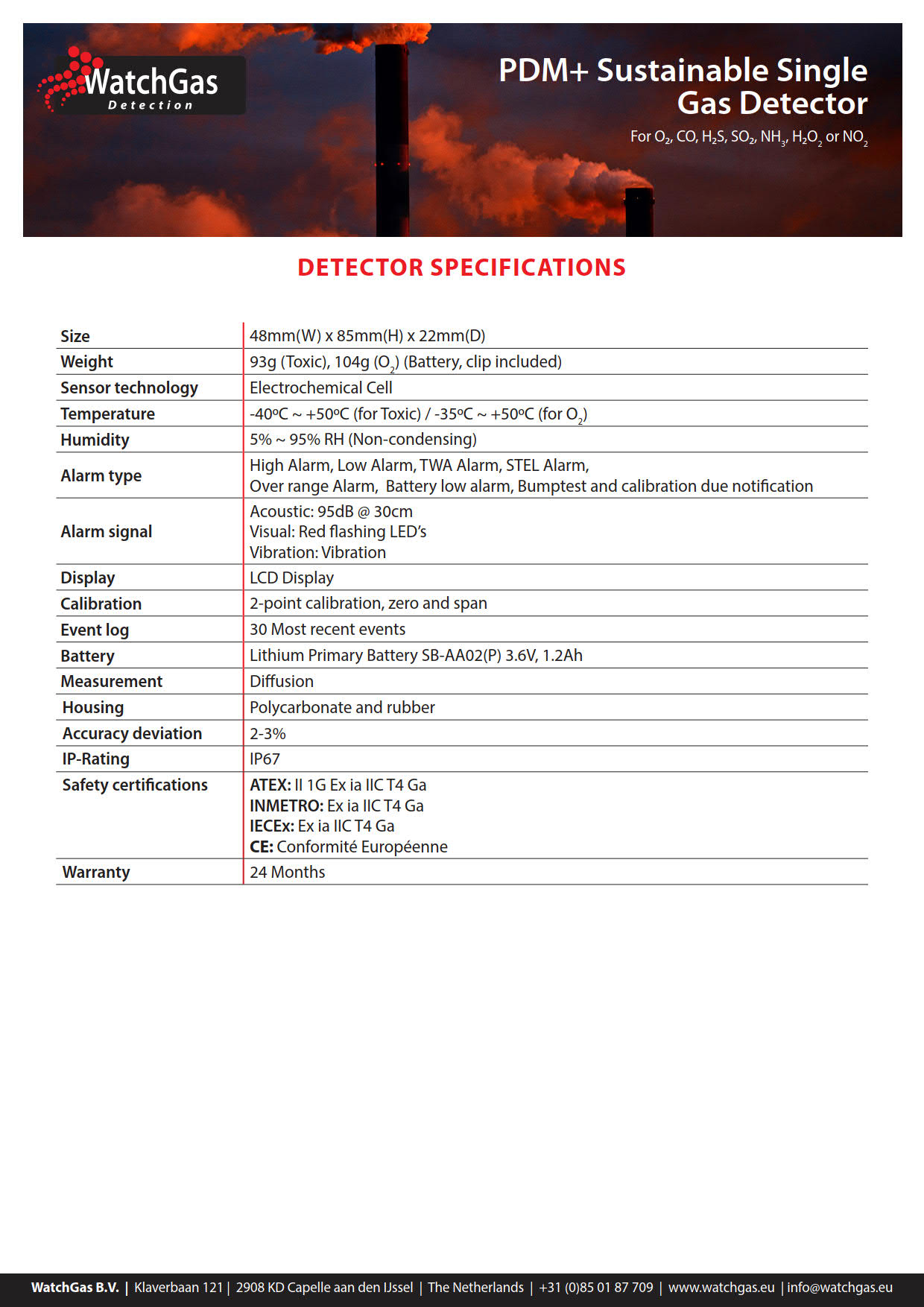 WatchGas รุ่นPDM+(O2)เครื่องวัดตรวจจับก๊าซออกซิเจนขนาดพกพาWatchGas PDM+Sustainable(O2)Single-Gas Detector