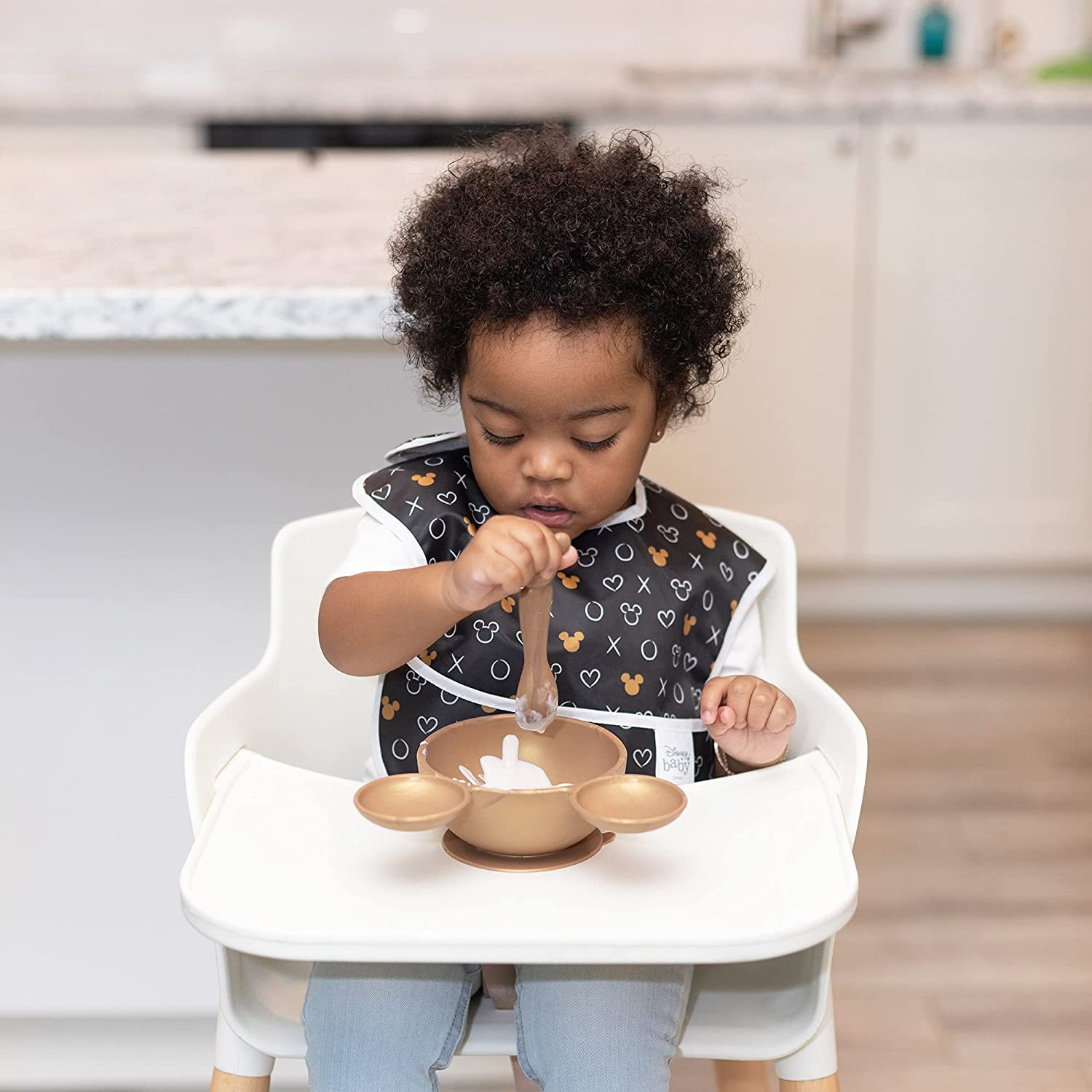 ชุดซิลิโคนจานอาหารเด็กเเรกเกิด Bumkins Disney Minnie Mouse First Feeding, Baby Led Weaning - Gold ราคา 890.- บาท