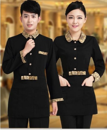 F6011004 เครื่องแบบชุดฟอร์มพนักงานร้านอาหารโรงแรมแขนยาวกระดุมหน้า (พรีออเดอร์) รอสินค้า 3 อาทิตย์หลังโอน F6011004 ตัว