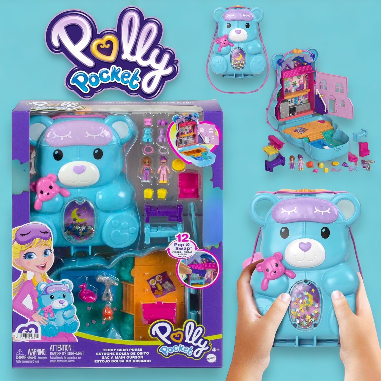 หมีเท็ดดี้Polly Pocket 2-In-1 Travel Toy, 2 Micro Dolls and 16 Accessories , ราคา 1,190 บาท