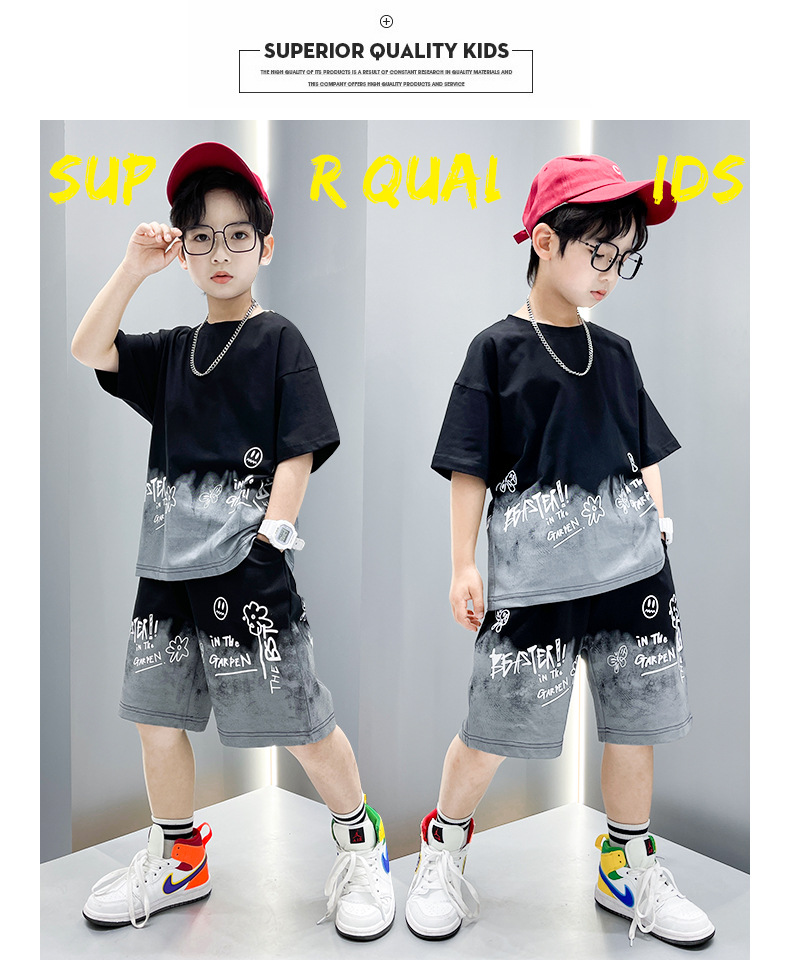 ชุดเซ็ตเด็กชาย เสื้อยืด+กางเกงสีดำ