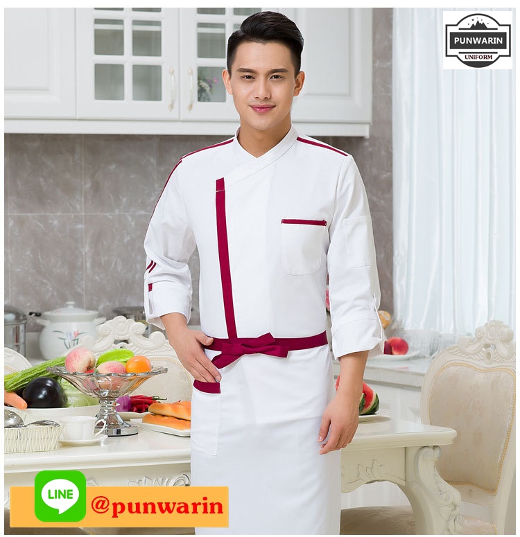 เสื้อเชฟ,เสื้อกุ๊ก,เสื้อเชฟโรงแรม,เสื้อเชฟชาย,เสื้อเชฟหญิง,ชุดเชฟโรงแรม ขาว ดำ แดง M-4XL C6506002 ตัว