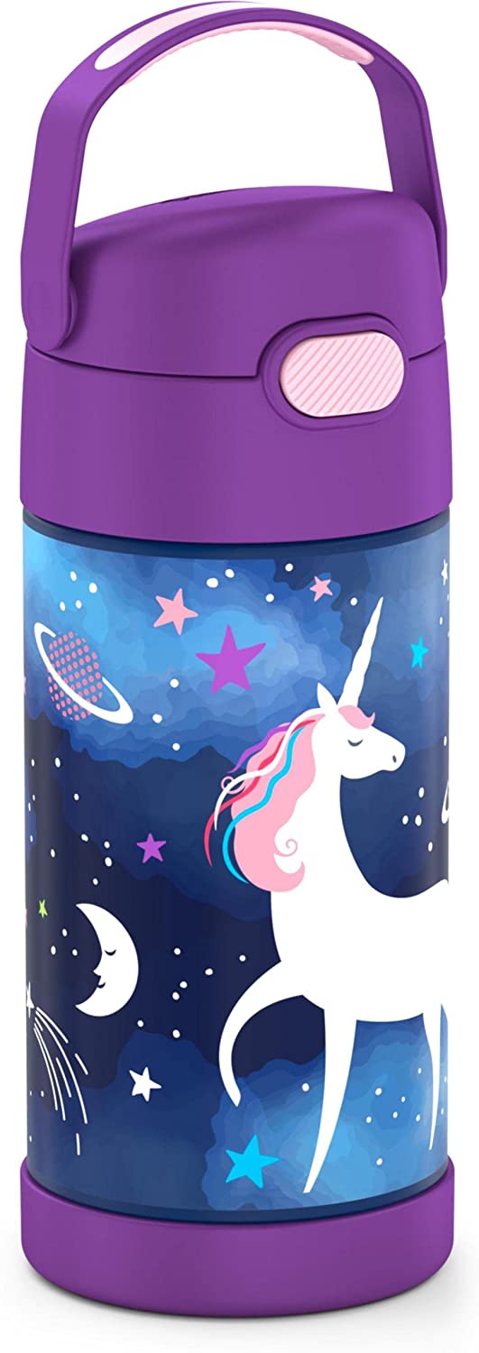 กระติกดูดน้ำแตนเลสหุ้มฉนวนสุญญากาศยี่ห้อ Thermos ของแท้ขนาด 12 ออนซ์ ลาย Space Unicorn ราคา 990 - บาท