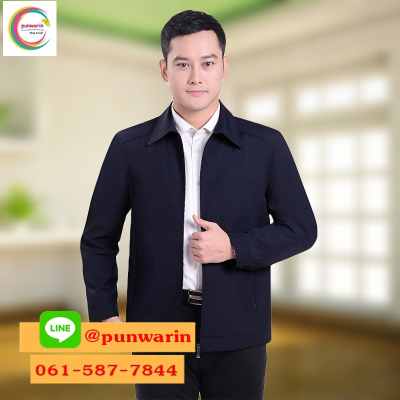 เสื้อแจ็กเก็ตฟอร์มคอปกผู้ชาย (พรีออเดอร์) รอสินค้า 3 อาทิตย์หลังโอน เทา ดำ กรมท่า L-5XL J6401001 ตัว