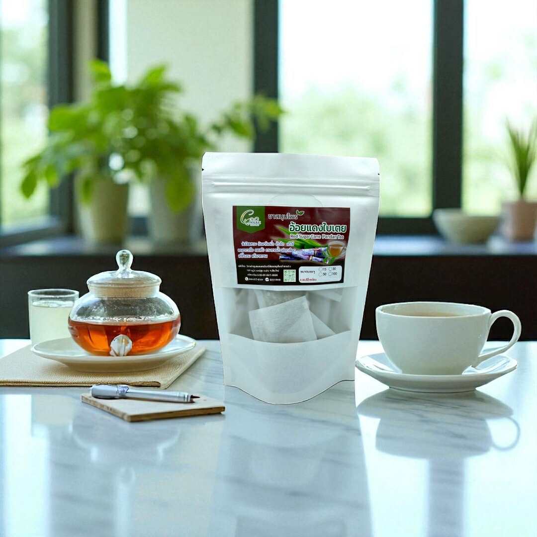 ชาอ้อยแดง ผสมใบเตย Sugar cane tea ขนาดบรรจุ 50 ซองชา เหมาะสำหรับบำรุงไต บำรุงธาตุ ขับปัสสาวะ ขับนิ่ว ลดตัวบวม สินค้ามาตรฐานวิสาหกิจชุมชน ผลิตโดยเครื่องจักรที่ทันสมัย รับประกันความพอใจของสินค้า