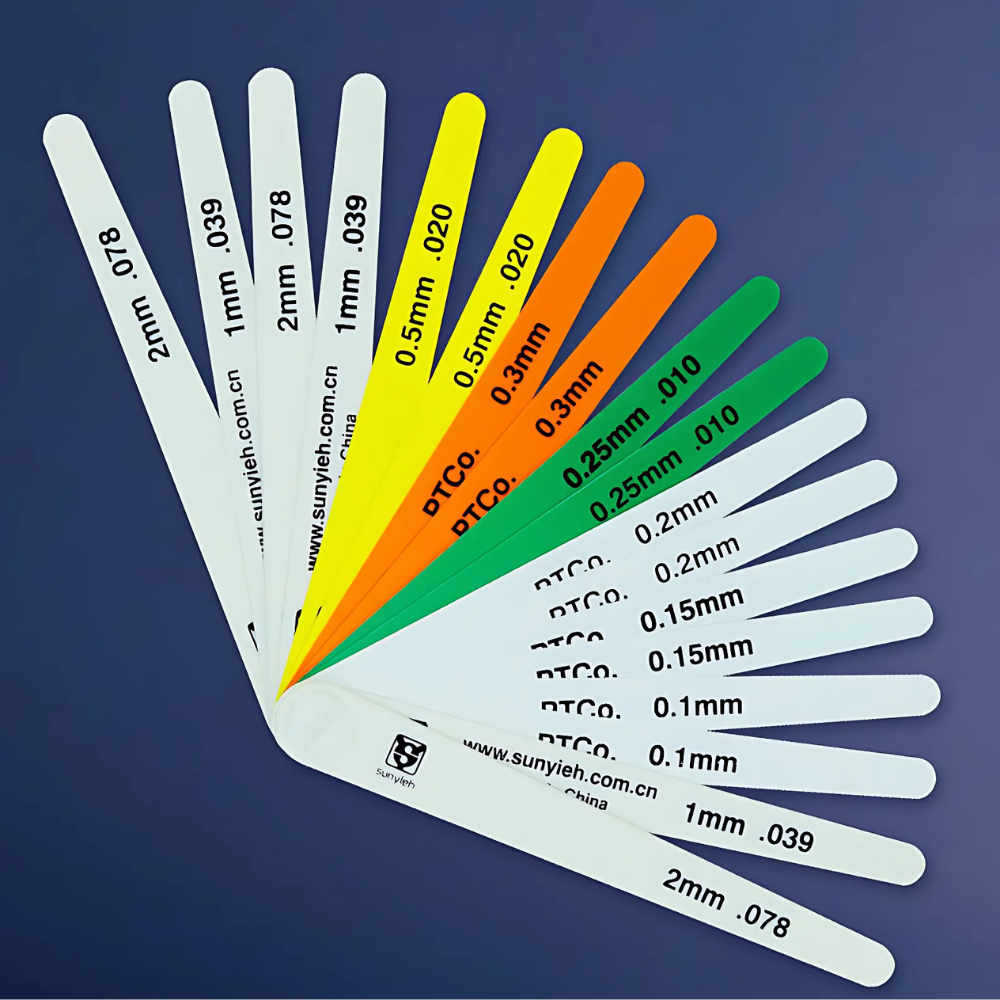Sun Yieh รหัส TY-15120 ฟิลเลอร์เกจพลาสติกใบ ขนาด 0.1～2.0มิล,ยาว 100มิล,Automotive color plastic feeler gauge