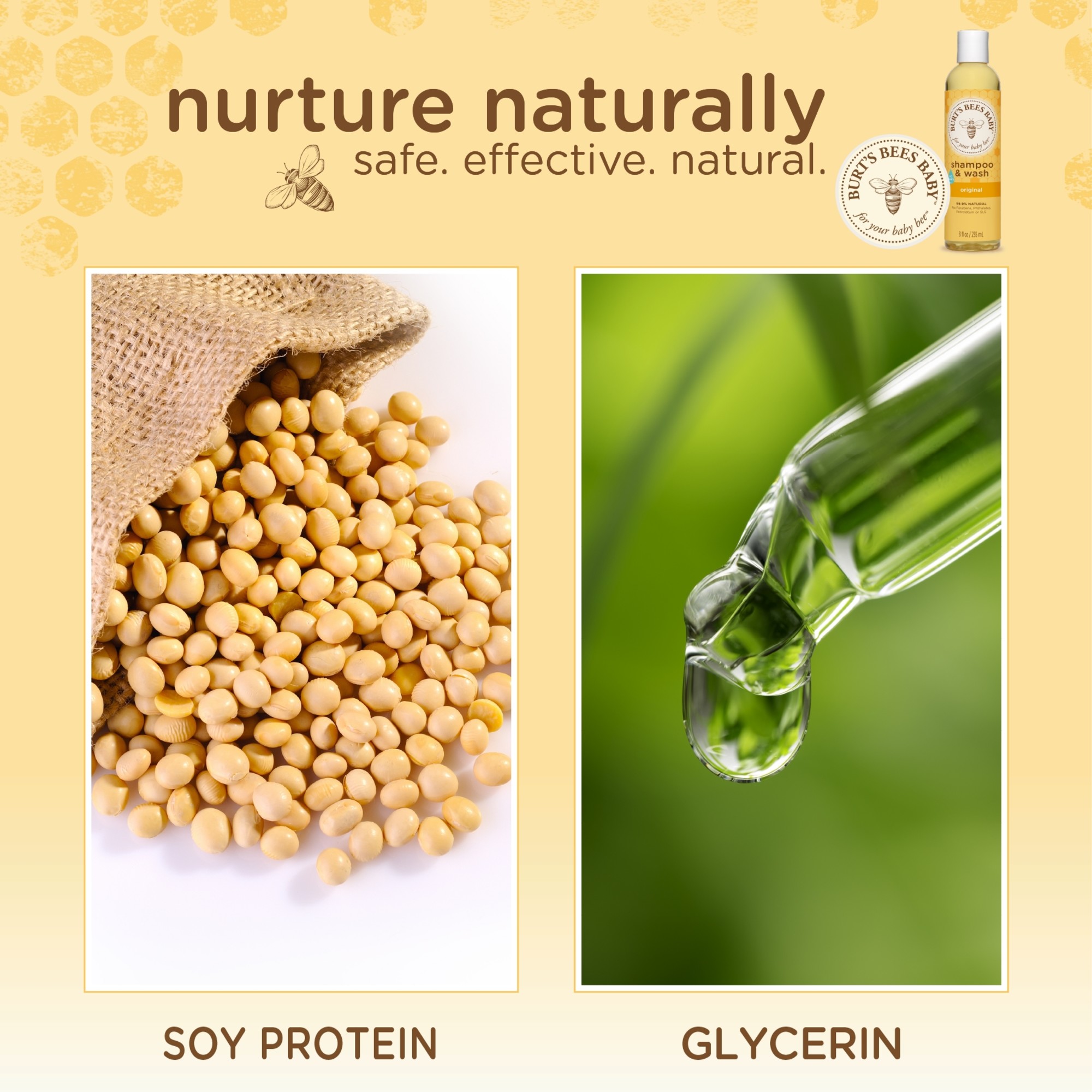 แชมพูผสมครีมอาบน้ำ Burt's Bees Baby Shampoo & Wash, Original Tear Free Baby Soap - 12 Ounce