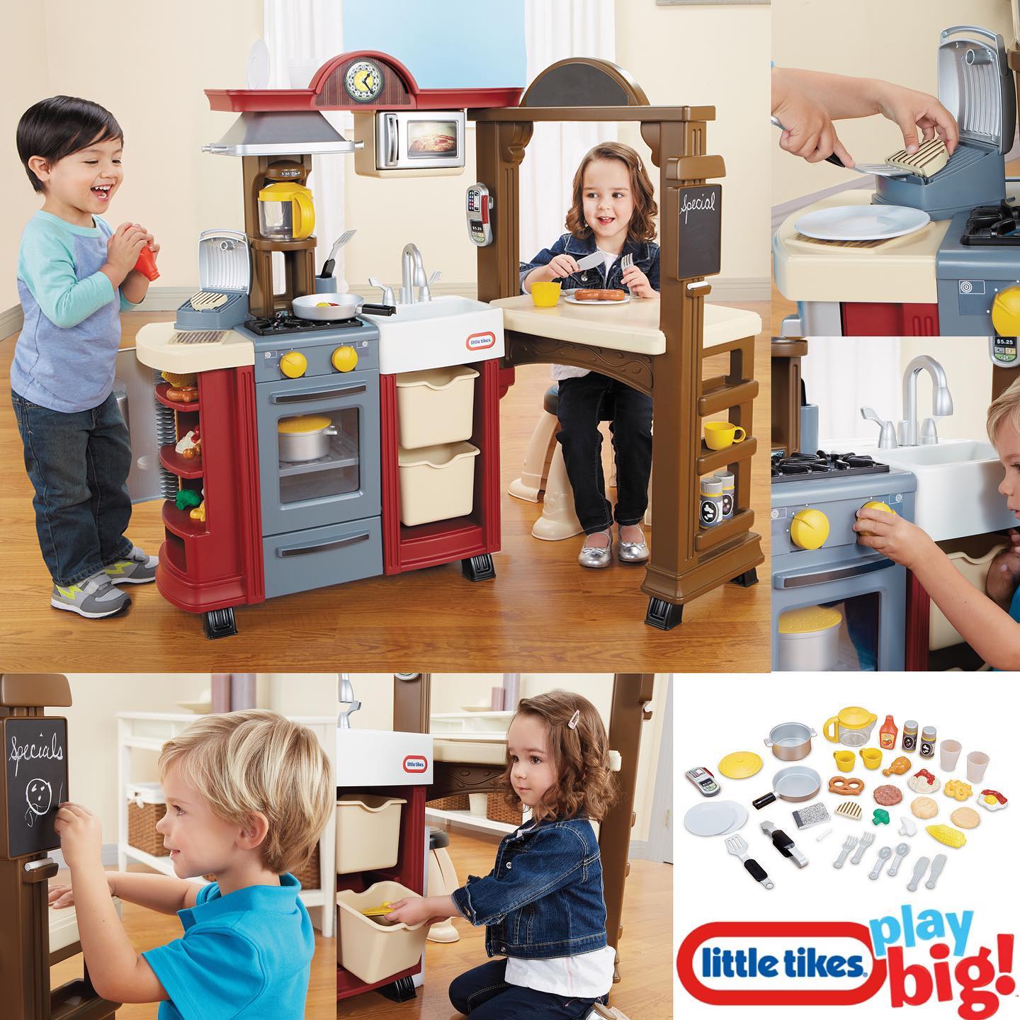 ใหม่ !!! สินค้าพร้อมส่ง ชุดครัวเสมือนจริงพร้อมเคาน์เตอร์บาร์สุดไฮเทค จาก Little Tikes Little Tikes Kitchen & Restaurant ราคา 9,900 บาท